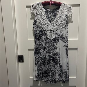 Black and White Dress with Lace Detail